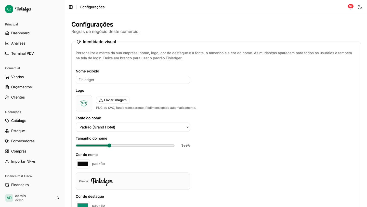 Tela de Configurações do FinLedger