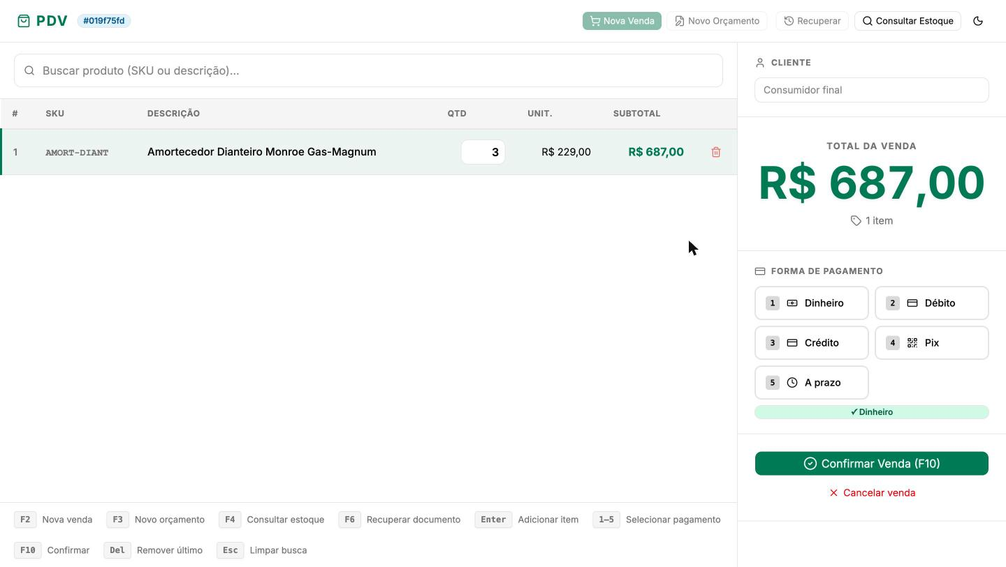 Tela de Terminal PDV do FinLedger